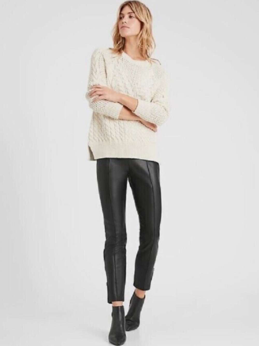 Banana Republic Black Vegan Leather High Rise Legging Pant size 4